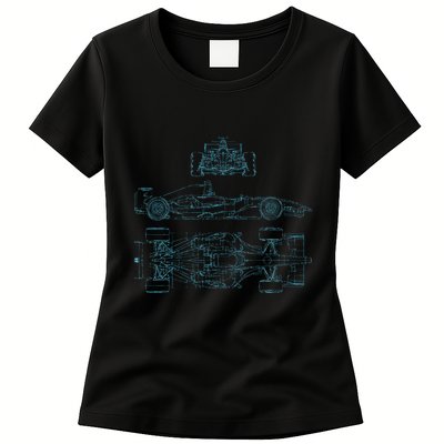 Formula Racecar Schematic Racing Formula Racecar Driver Womens T-Shirt