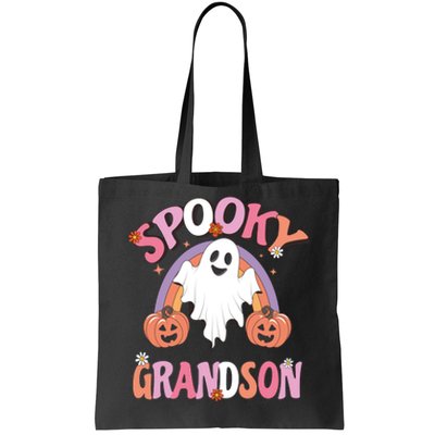 Family Retro Spook Grandson Groovy Retro Halloween Ghost Costume Gift Tote Bag