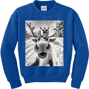 Funny Reindeer Selfie Christmas Gift Kids Sweatshirt