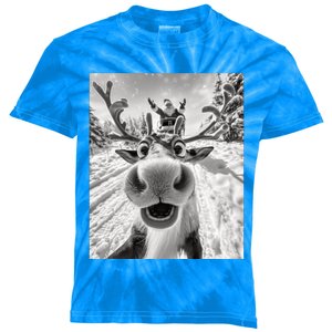 Funny Reindeer Selfie Christmas Gift Kids Tie-Dye T-Shirt