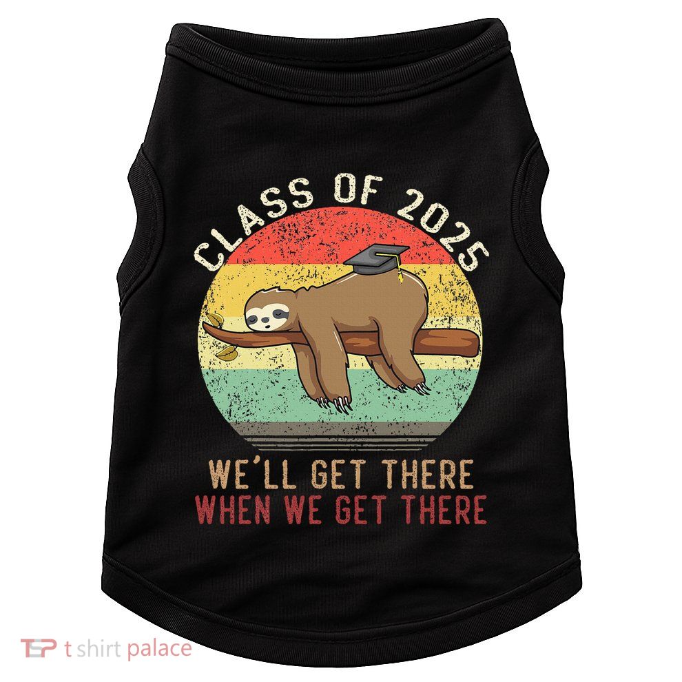 Funny Retro Senior Class Of 2025 Sloth Cap Graduation Gifts Doggie Tank