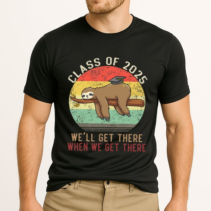 Funny Retro Senior Class Of 2025 Sloth Cap Graduation Gifts Cooling Performance Crew T-Shirt