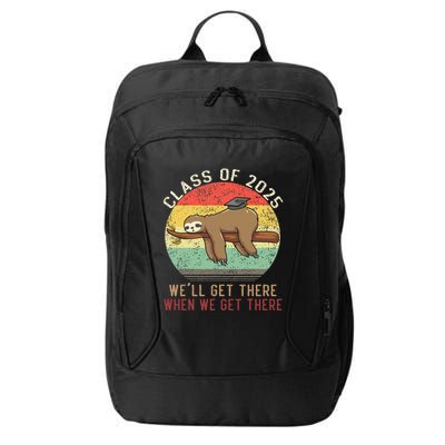 Funny Retro Senior Class Of 2025 Sloth Cap Graduation Gifts City Backpack