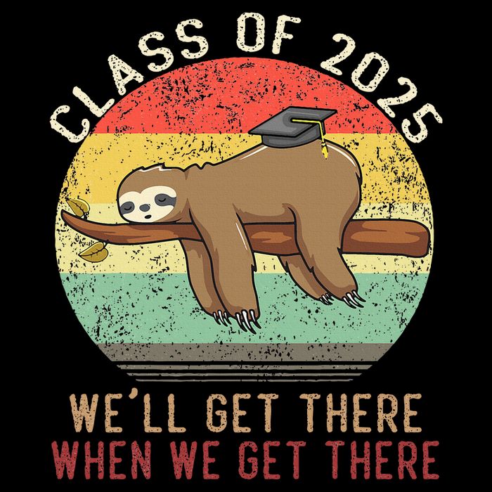 Funny Retro Senior Class Of 2025 Sloth Cap Graduation Gifts Sustainable Bucket Hat