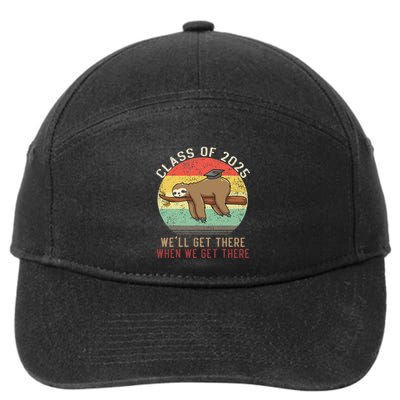 Funny Retro Senior Class Of 2025 Sloth Cap Graduation Gifts 7-Panel Snapback Hat