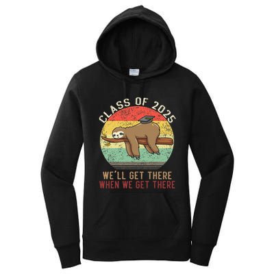 Funny Retro Senior Class Of 2025 Sloth Cap Graduation Gifts Women's Pullover Hoodie