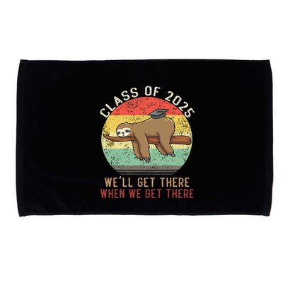 Funny Retro Senior Class Of 2025 Sloth Cap Graduation Gifts Microfiber Hand Towel