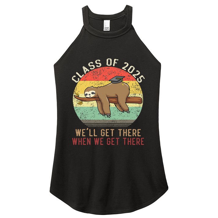 Funny Retro Senior Class Of 2025 Sloth Cap Graduation Gifts Women's Perfect Tri Rocker Tank