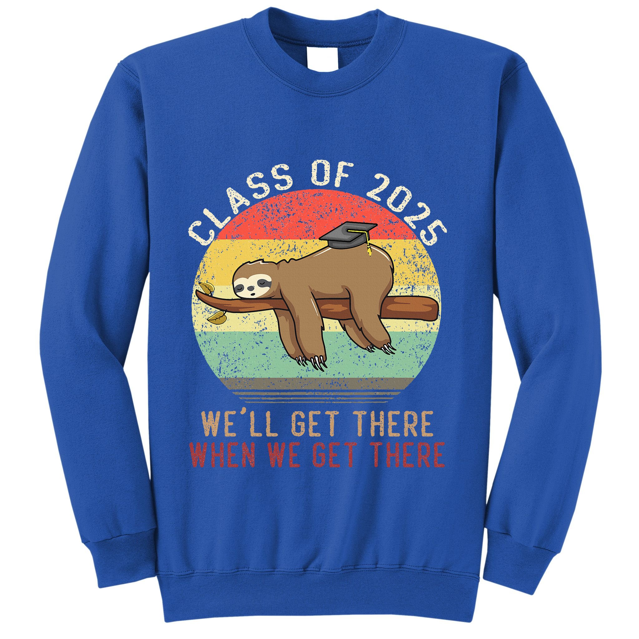 Funny Retro Senior Class Of 2025 Sloth Cap Graduation Gifts Sweatshirt