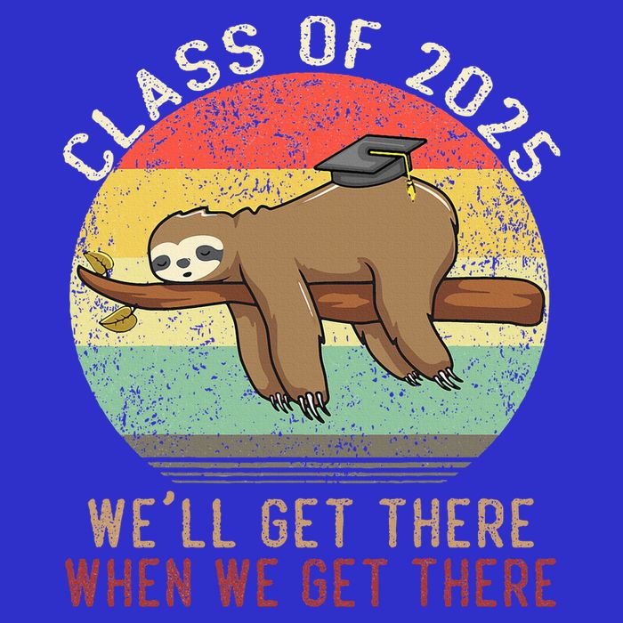 Funny Retro Senior Class Of 2025 Sloth Cap Graduation Gifts Women's V-Neck T-Shirt