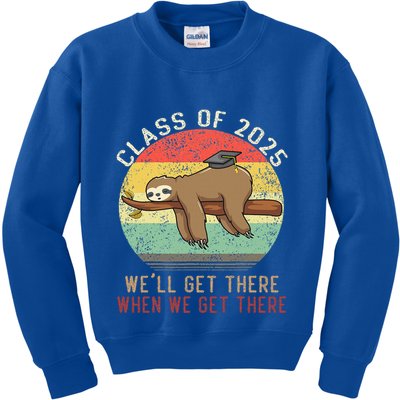 Funny Retro Senior Class Of 2025 Sloth Cap Graduation Gifts Kids Sweatshirt