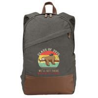 Funny Retro Senior Class Of 2025 Sloth Cap Graduation Gifts Cotton Canvas Backpack