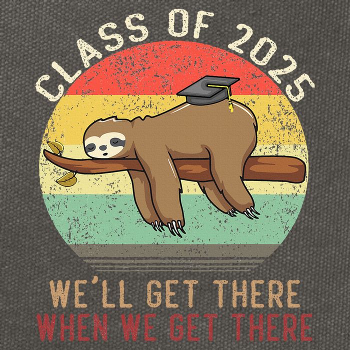 Funny Retro Senior Class Of 2025 Sloth Cap Graduation Gifts Cotton Canvas Backpack