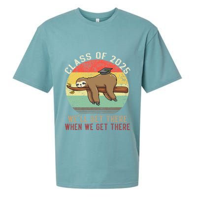 Funny Retro Senior Class Of 2025 Sloth Cap Graduation Gifts Sueded Cloud Jersey T-Shirt