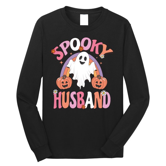 Family Retro Spook Husband Groovy Retro Halloween Ghost Costume Gift Long Sleeve Shirt