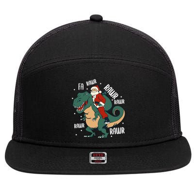 Fa Rawr – Santa On Tmeaningful Giftrex Meaningful Gift Funny Christmas Merch Gif 7 Panel Mesh Trucker Snapback Hat