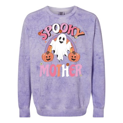 Family Retro Spook Mother Groovy Retro Halloween Ghost Costume Gift Colorblast Crewneck Sweatshirt