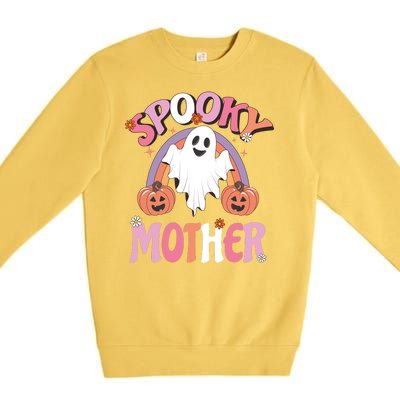 Family Retro Spook Mother Groovy Retro Halloween Ghost Costume Gift Premium Crewneck Sweatshirt