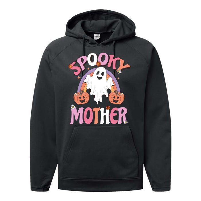 Family Retro Spook Mother Groovy Retro Halloween Ghost Costume Gift Performance Fleece Hoodie