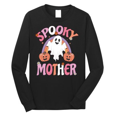 Family Retro Spook Mother Groovy Retro Halloween Ghost Costume Gift Long Sleeve Shirt