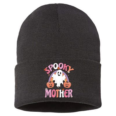 Family Retro Spook Mother Groovy Retro Halloween Ghost Costume Gift Sustainable Knit Beanie