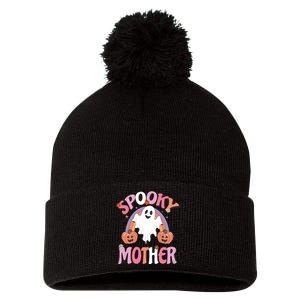 Family Retro Spook Mother Groovy Retro Halloween Ghost Costume Gift Pom Pom 12in Knit Beanie