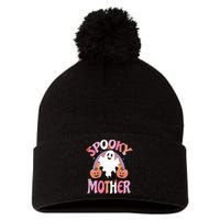 Family Retro Spook Mother Groovy Retro Halloween Ghost Costume Gift Pom Pom 12in Knit Beanie