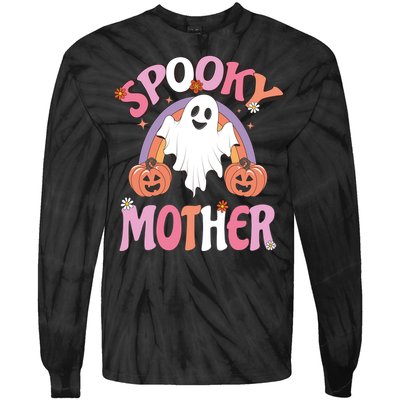 Family Retro Spook Mother Groovy Retro Halloween Ghost Costume Gift Tie-Dye Long Sleeve Shirt