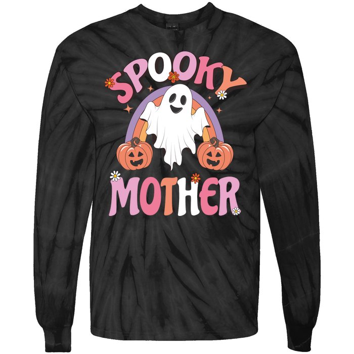 Family Retro Spook Mother Groovy Retro Halloween Ghost Costume Gift Tie-Dye Long Sleeve Shirt