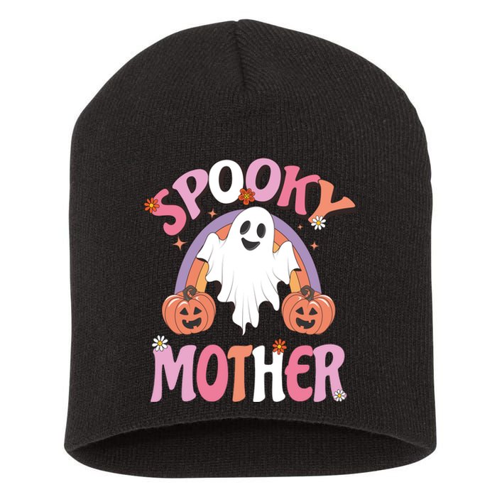 Family Retro Spook Mother Groovy Retro Halloween Ghost Costume Gift Short Acrylic Beanie