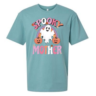 Family Retro Spook Mother Groovy Retro Halloween Ghost Costume Gift Sueded Cloud Jersey T-Shirt