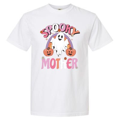 Family Retro Spook Mother Groovy Retro Halloween Ghost Costume Gift Garment-Dyed Heavyweight T-Shirt