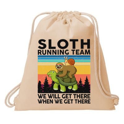 Funny Running Sloth Running Team Sloth Drawstring Bag