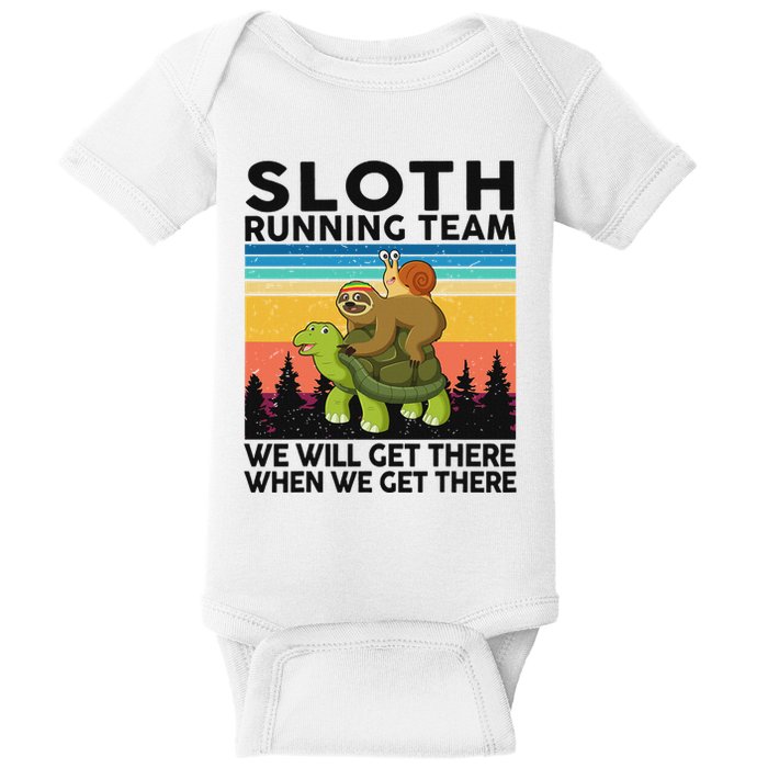 Funny Running Sloth Running Team Sloth Baby Bodysuit