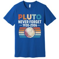 Funny Retro Space Science Never Forget Pluto Gift Premium T-Shirt