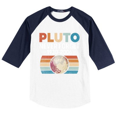 Funny Retro Space Science Never Forget Pluto Gift Baseball Sleeve Shirt