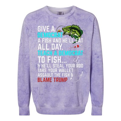 Funny Republican Saying Teach a Democrat Fish Conservative Colorblast Crewneck Sweatshirt