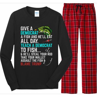 Funny Republican Saying Teach a Democrat Fish Conservative Long Sleeve Pajama Set