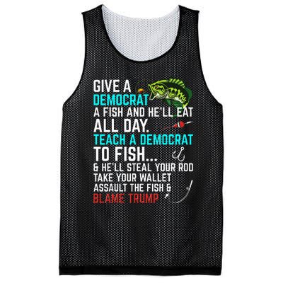 Funny Republican Saying Teach a Democrat Fish Conservative Mesh Reversible Basketball Jersey Tank