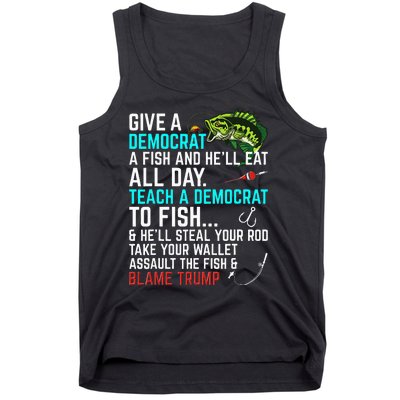 Funny Republican Saying Teach a Democrat Fish Conservative Tank Top