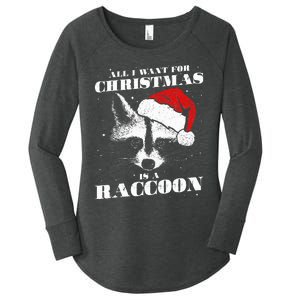 Funny Raccoon Santa All I want for Christmas is a Raccoon Women's Perfect Tri Tunic Long Sleeve Shirt