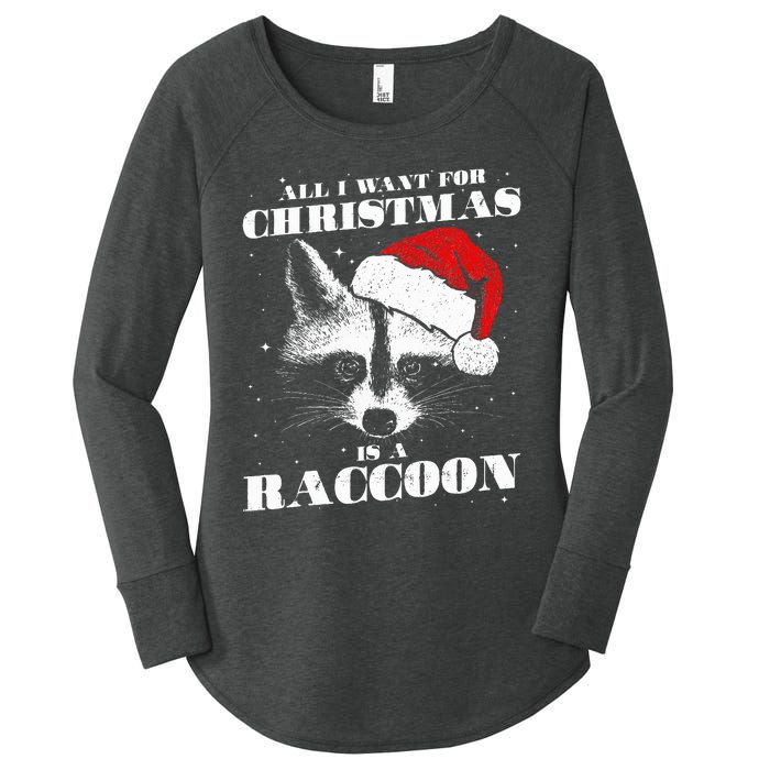 Funny Raccoon Santa All I want for Christmas is a Raccoon Women's Perfect Tri Tunic Long Sleeve Shirt