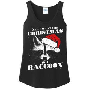 Funny Raccoon Santa All I want for Christmas is a Raccoon Ladies Essential Tank