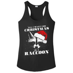 Funny Raccoon Santa All I want for Christmas is a Raccoon Ladies PosiCharge Competitor Racerback Tank