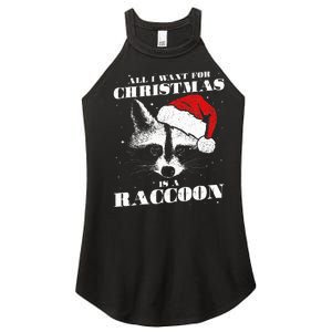 Funny Raccoon Santa All I want for Christmas is a Raccoon Women's Perfect Tri Rocker Tank