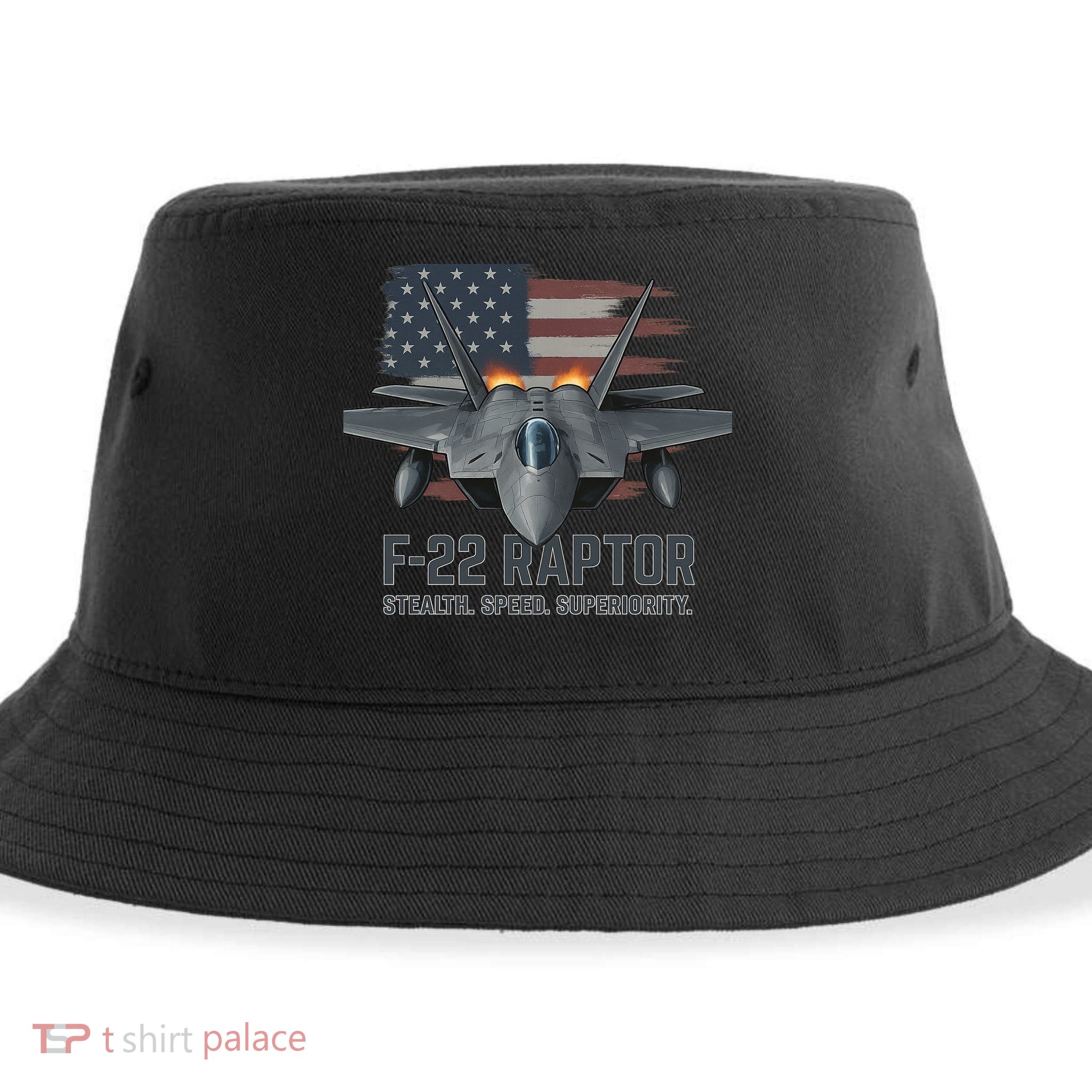 F-22 Raptor Stealth Speed Superiority Sustainable Bucket Hat