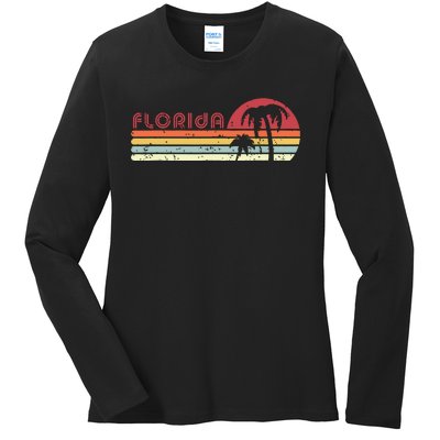 Florida Retro Style Fl Usa Ladies Long Sleeve Shirt