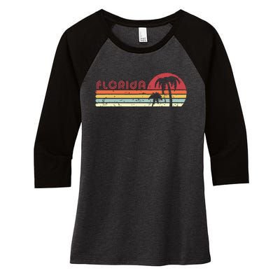 Florida Retro Style Fl Usa Women's Tri-Blend 3/4-Sleeve Raglan Shirt