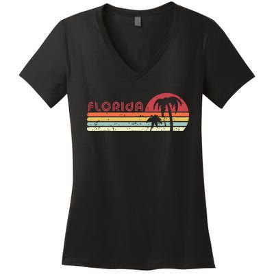 Florida Retro Style Fl Usa Women's V-Neck T-Shirt