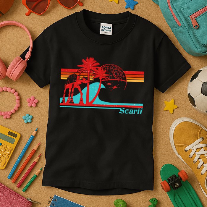 Funny Retro Scarif Summer Kids T-Shirt